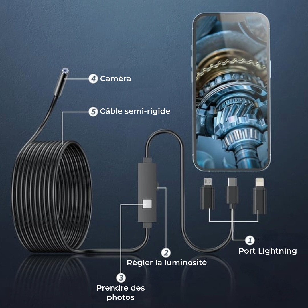 Caméra endoscopique professionnelle Plug & Play