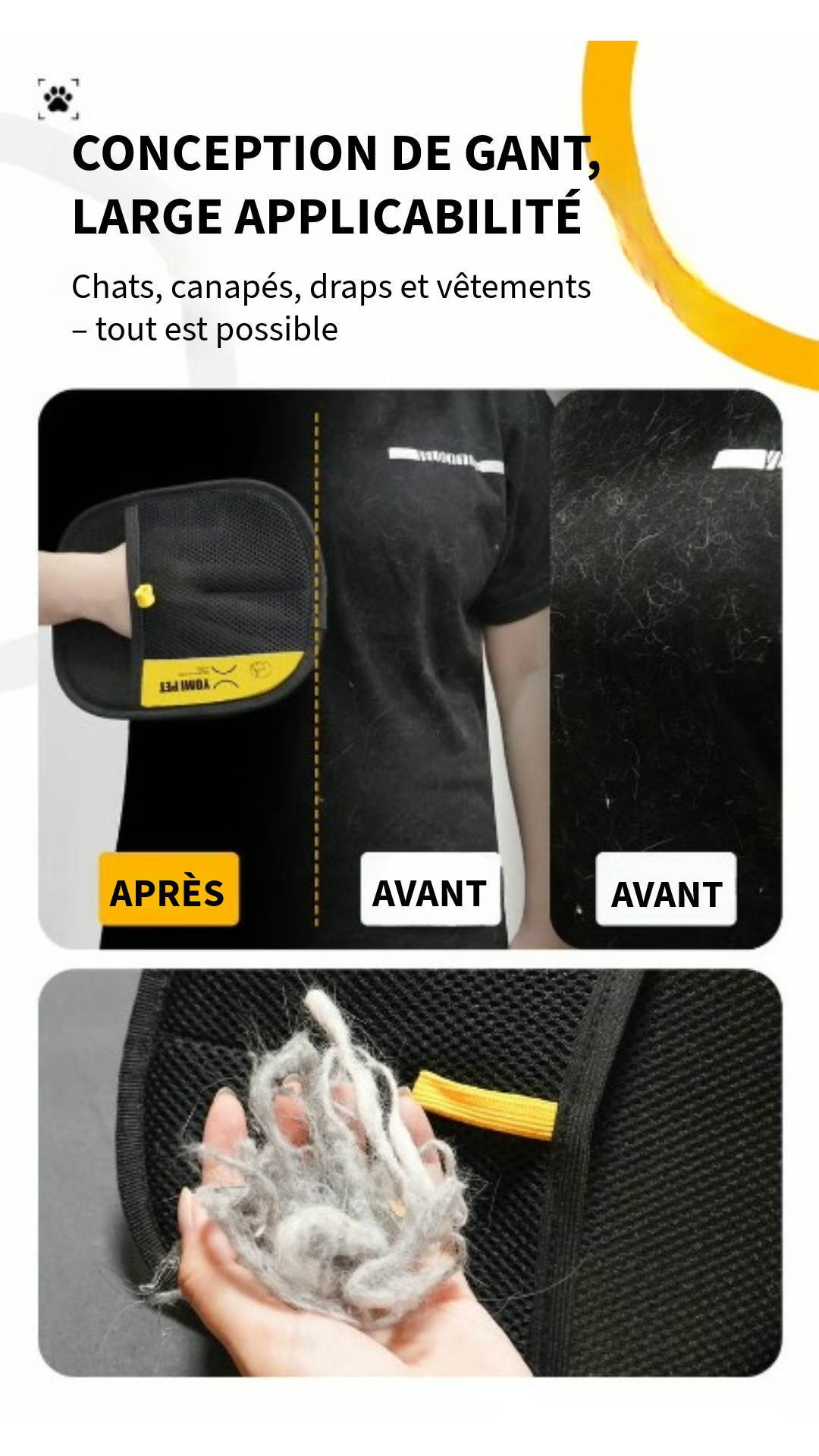 Gant antistatique pour enlever les poils