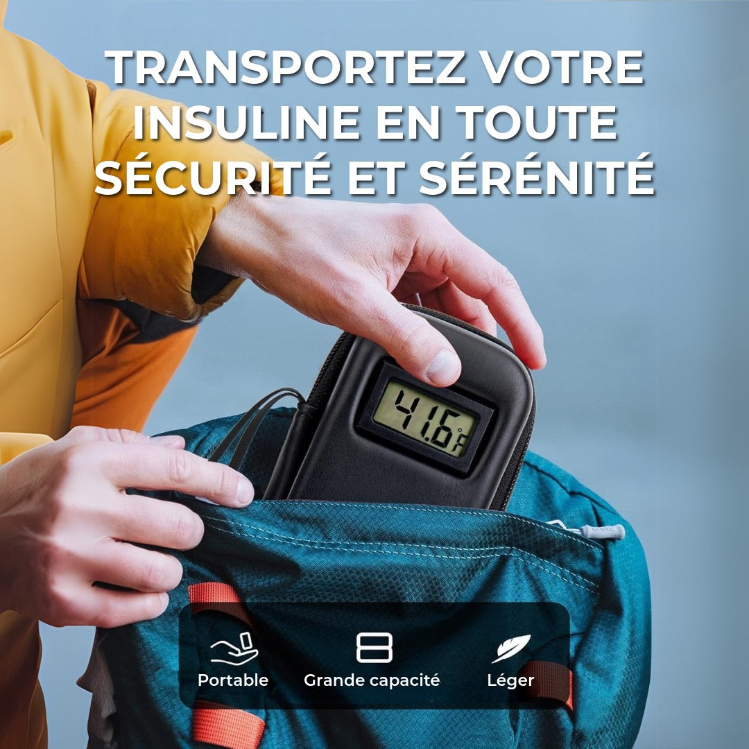 Sac isotherme pour insuline avec affichage de la température