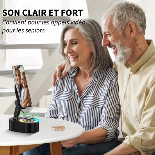 Support pour téléphone avec haut-parleur intégré et batterie externe