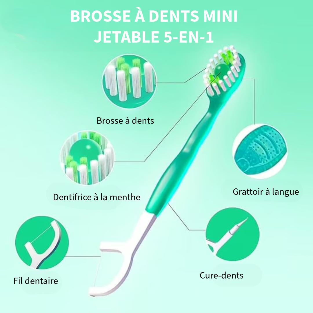 Brosse à dents mini 5-en-1