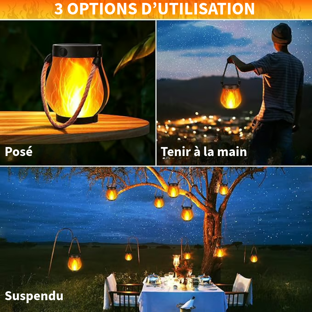 dansant les flammes lanterne solaire