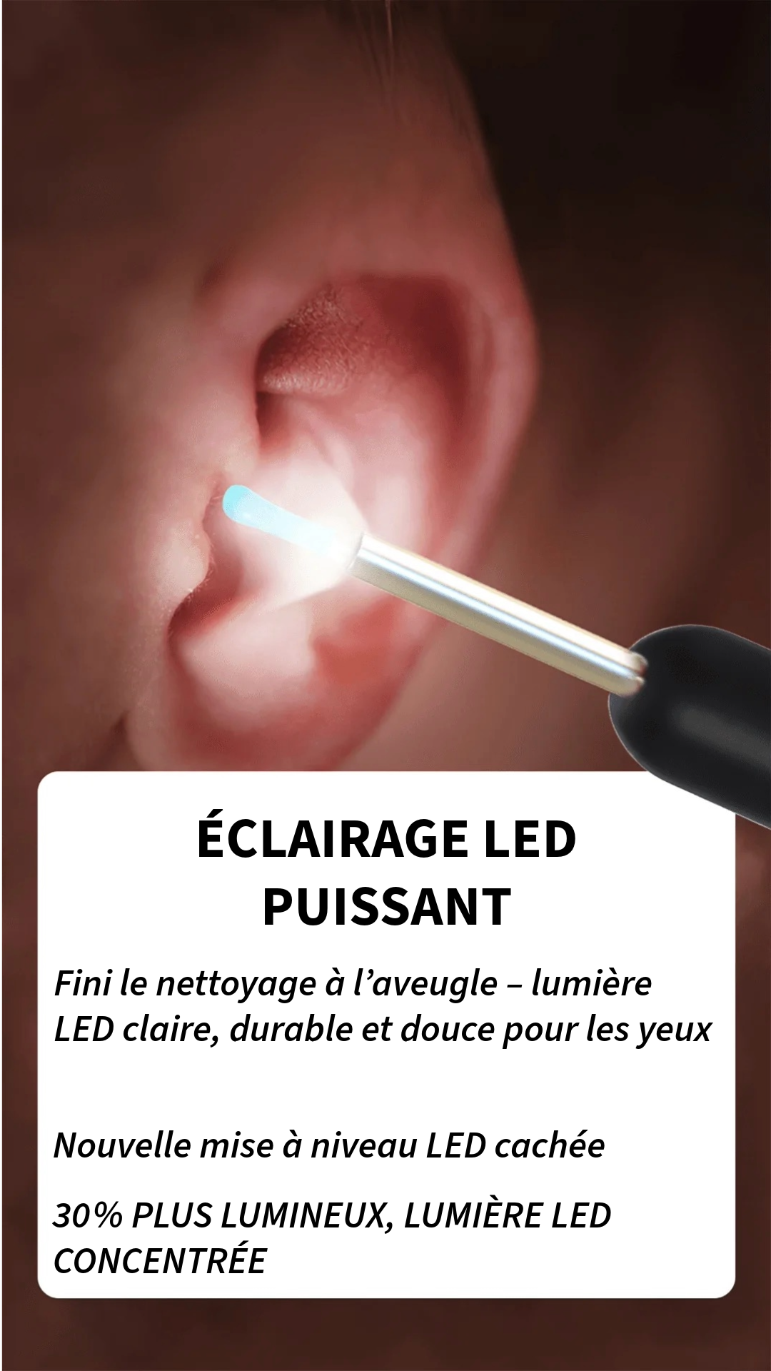 Cure-oreilles professionnel avec caméra