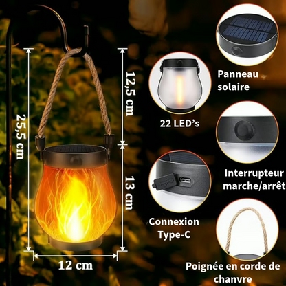 dansant les flammes lanterne solaire