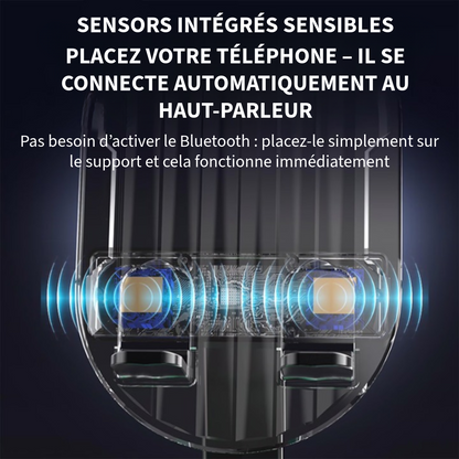 Support pour téléphone avec haut-parleur intégré et batterie externe