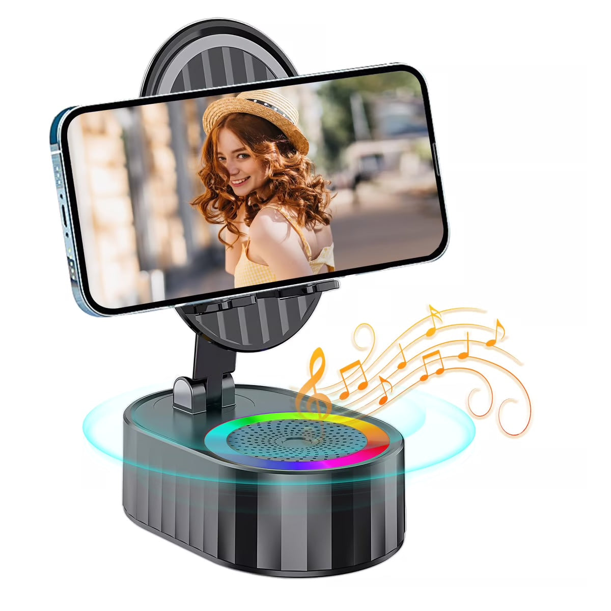 Support pour téléphone avec haut-parleur intégré et batterie externe