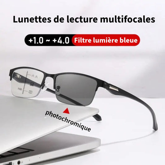 Lunettes de lecture multifocales à assombrissement automatique