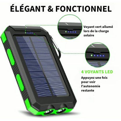 Batterie Externe Étanche à Énergie Solaire