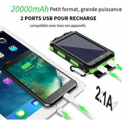 Batterie Externe Étanche à Énergie Solaire